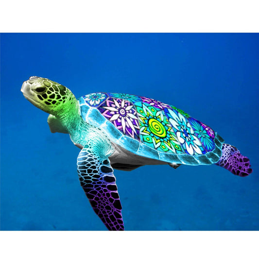 Tortue de mer | Kits complets de peinture au diamant rond 