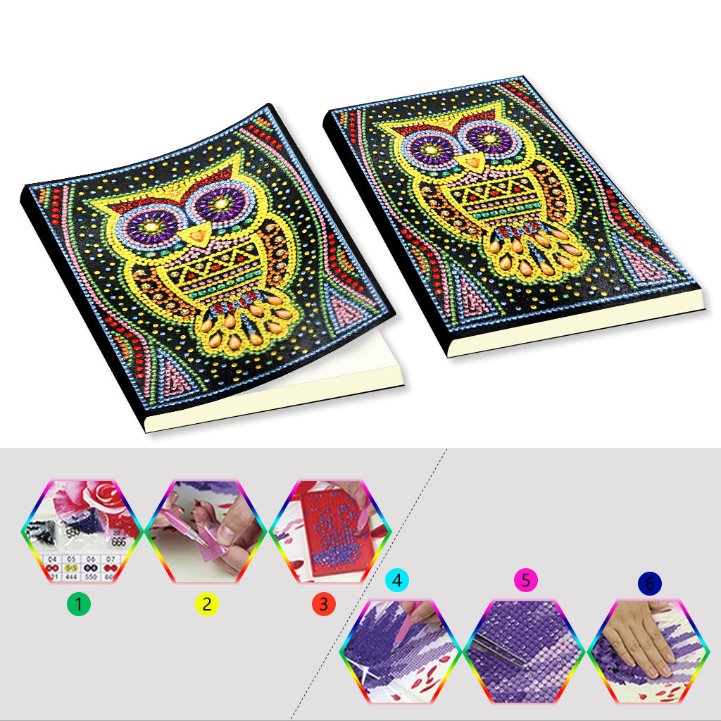 A5 5D Notebook DIY Part Special Shape Rhinestone Diary Book | Owl