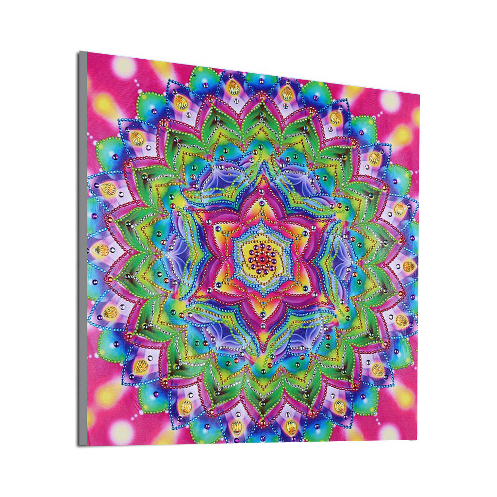 Fleur de mandala | Kits de peinture au diamant de forme spéciale