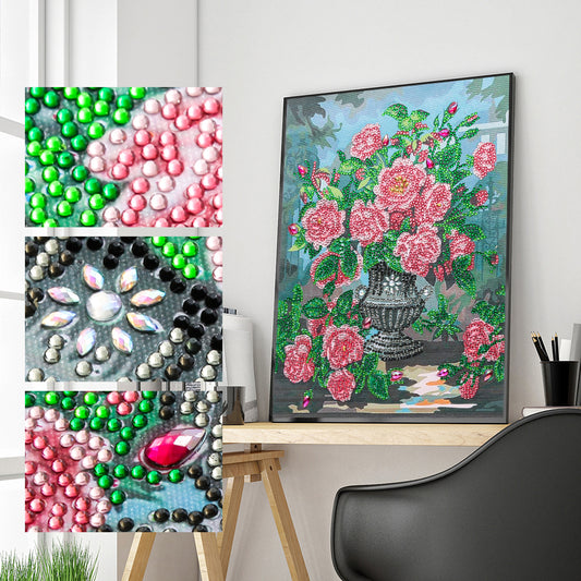 Vase de fleurs | Kits de peinture au diamant de forme spéciale