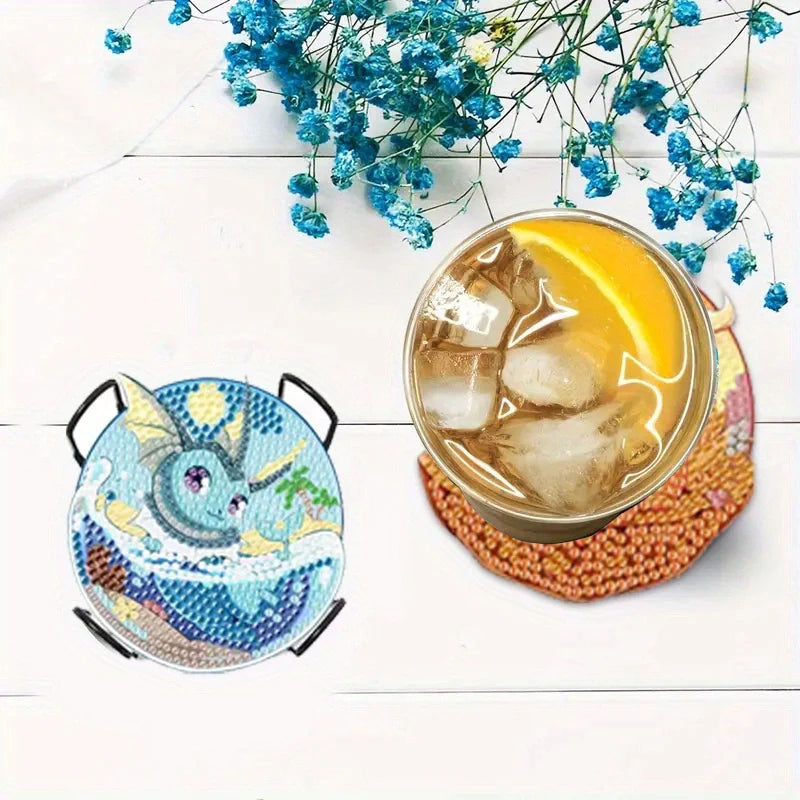 8 pcs set DIY Special Shaped Diamond Painting Coaster  | Cartoon(no holder)