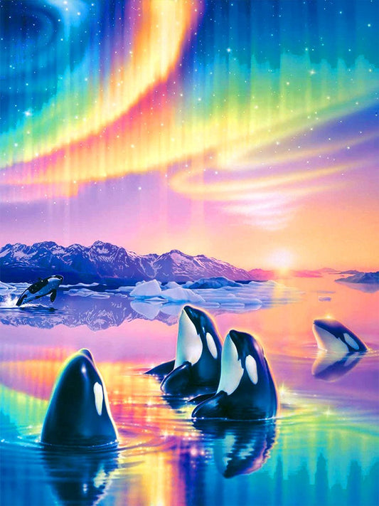 Aurora killer whale | Full Round Diamond Painting Kits