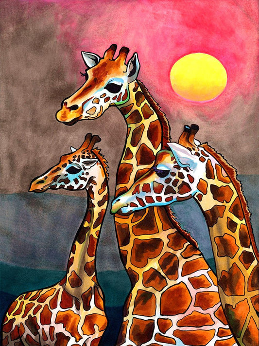 girafe | Kits complets de peinture au diamant rond