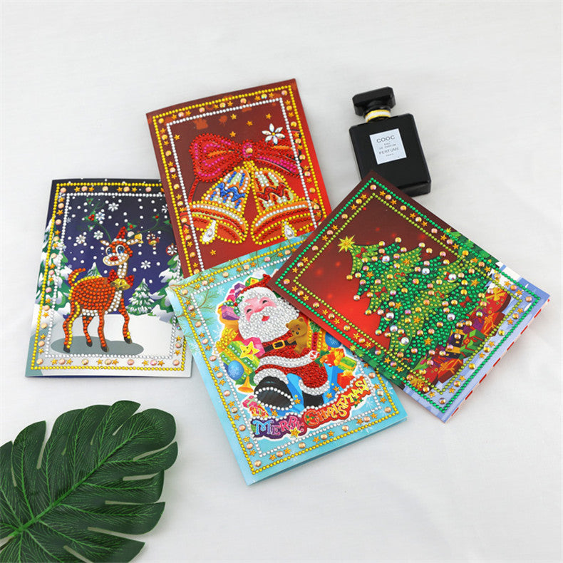 4 pièces ensemble bricolage diamant peinture cartes de voeux de Noël 