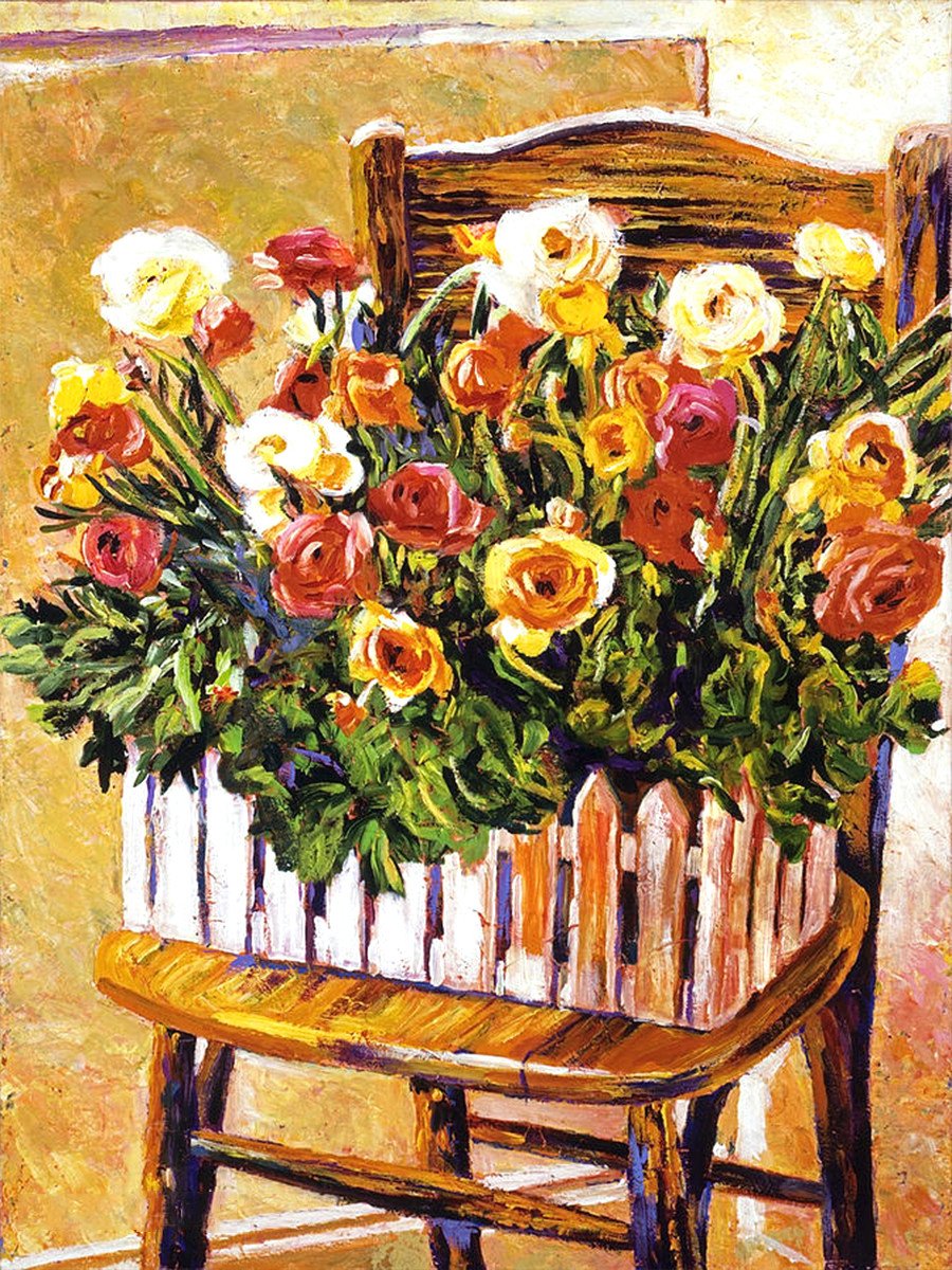Chair flower basket | Full Round Diamond Painting Kits