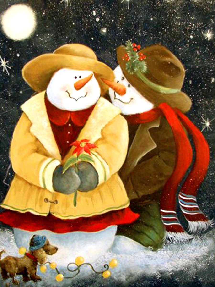 Snuggling Snowman | Full Round Diamond Painting Kits
