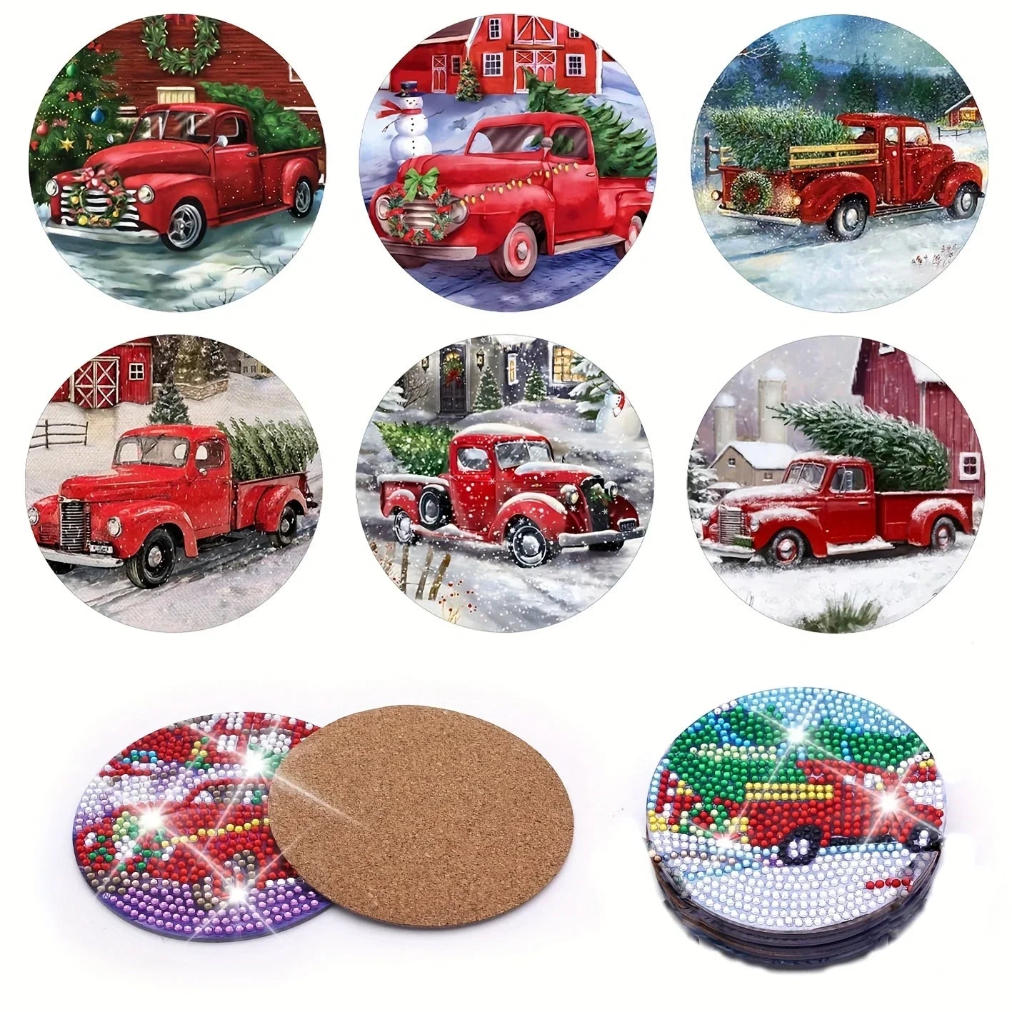 6 pcs set DIY Special Shaped Diamond Painting Coaster  | Christmas (no holder)