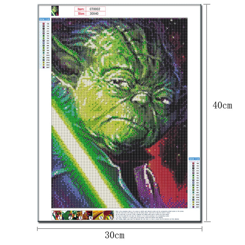 Maître Yoda | Kits complets de peinture au diamant rond 