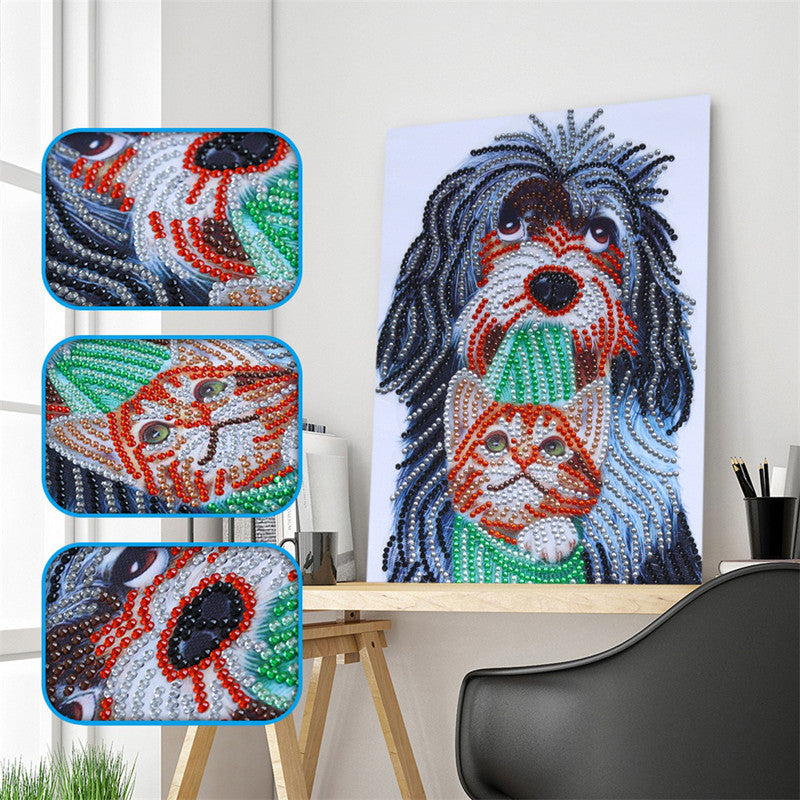 Dog and Cat   | Crystal Rhinestone  | Full Round Diamond Painting Kits