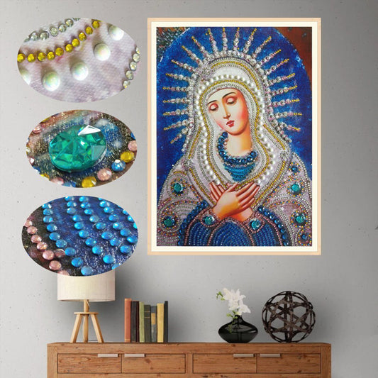 Notre-Dame de Dieu | Cristal Strass | Kits complets de peinture au diamant rond