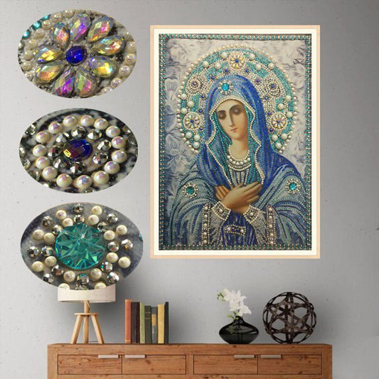 Notre-Dame de Dieu | Cristal Strass | Kits complets de peinture au diamant rond 