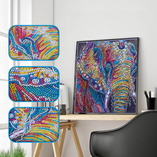 Éléphant | Cristal Strass | Kits complets de peinture au diamant rond 