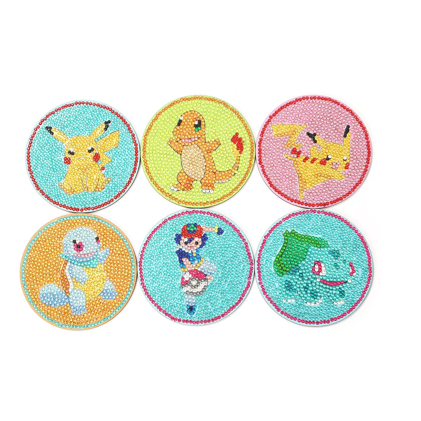 6 pcs set DIY Special Shaped Diamond Painting Coaster | Pokémon