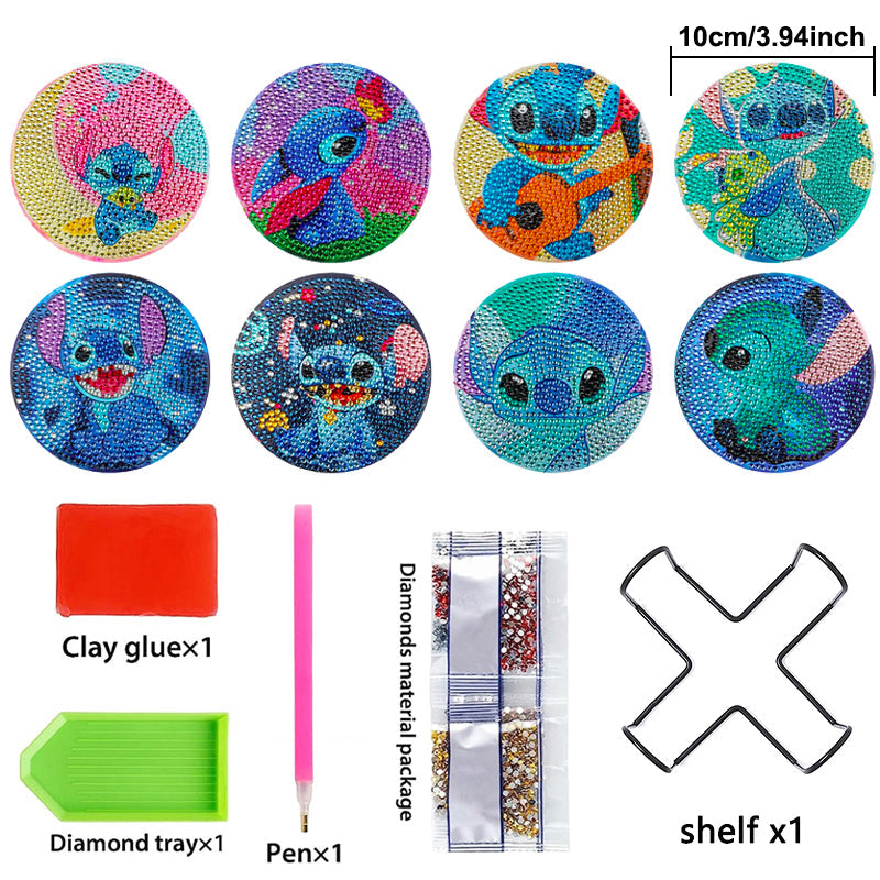 8 pcs set DIY Diamond Painting Coaster | Cartoon