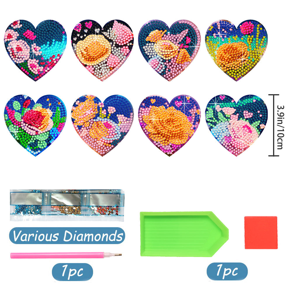 8 pcs set DIY Special Shaped Diamond Painting Coaster  | love（no holder）