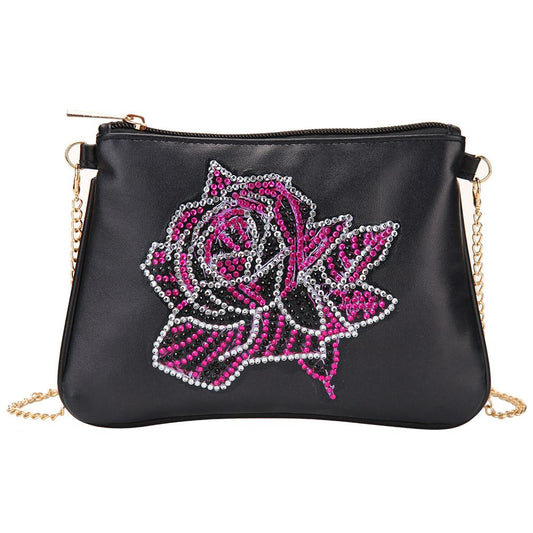 DIY rose shaped diamond painting one-shoulder chain lady bag