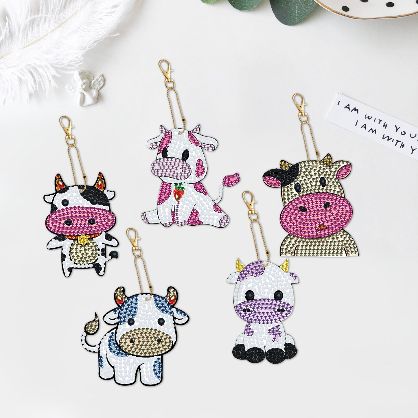 DIY keychain | Cow | Double-sided | Five Piece Set