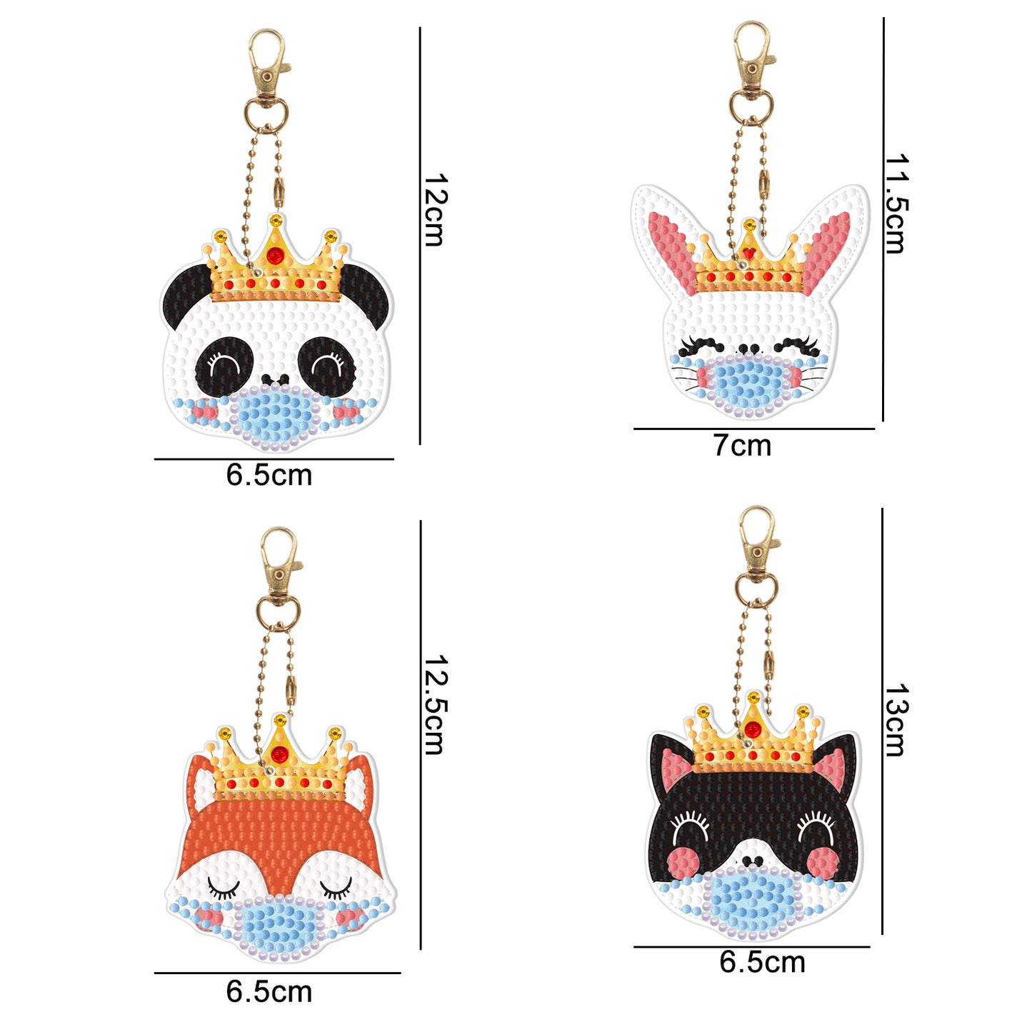 DIY keychain | Animals wearing masks | Single-sided | Four Piece Set