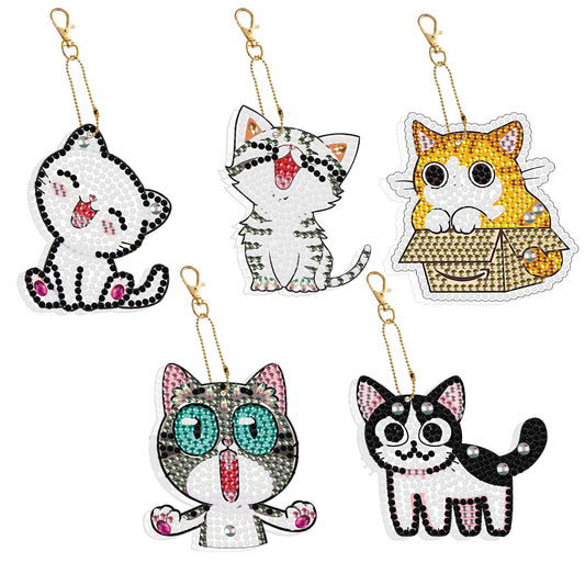 DIY keychain | Cat | Double-sided | Five Piece Set