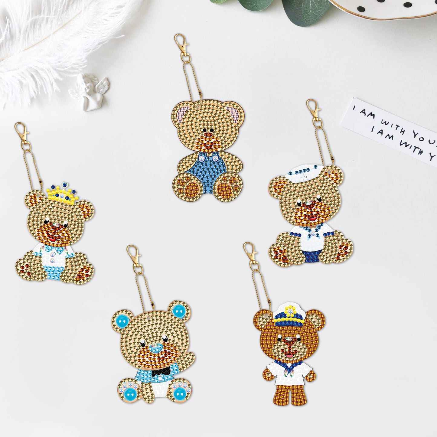 DIY keychain | Bear | Double-sided | Five Piece Set