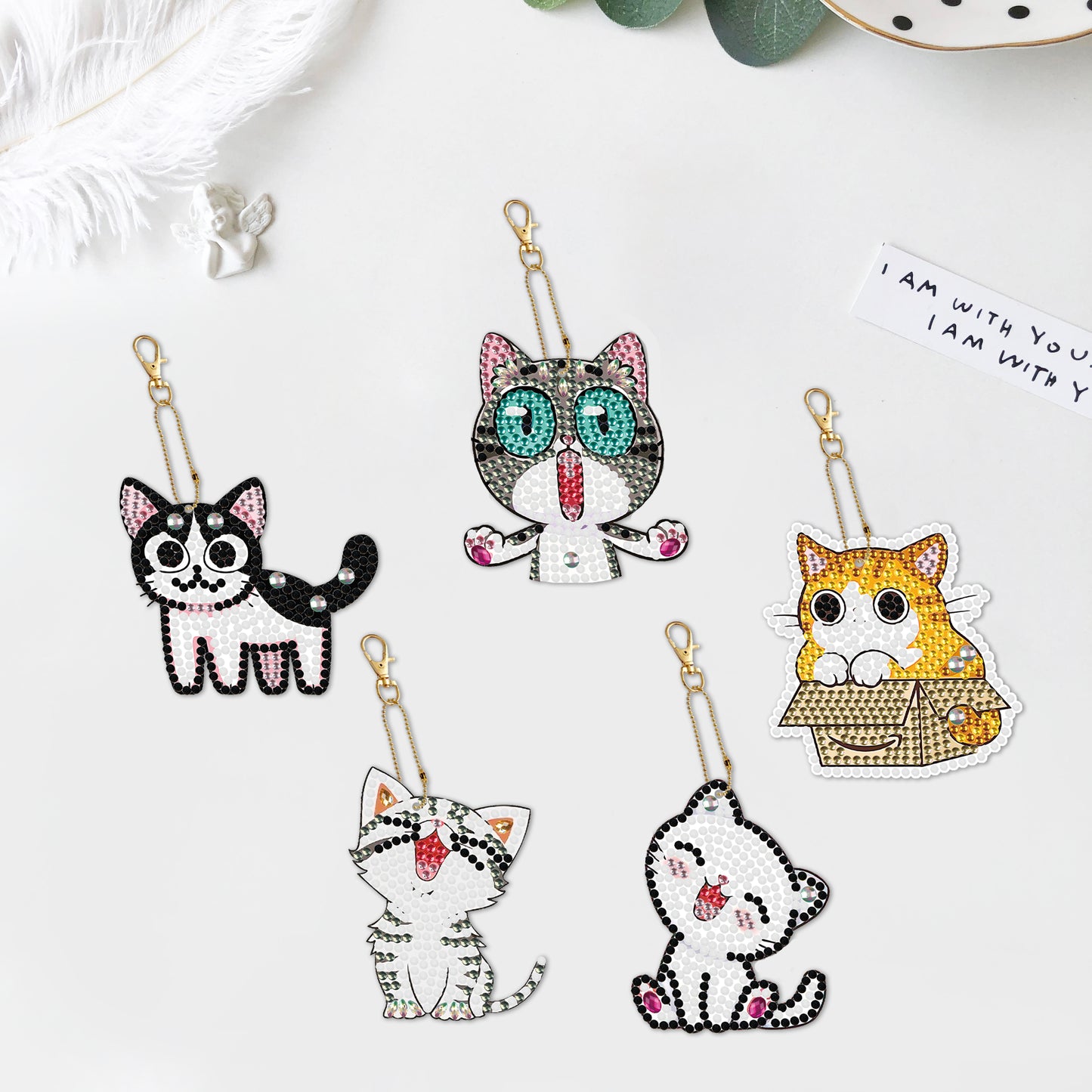 DIY keychain | Cat | Double-sided | Five Piece Set