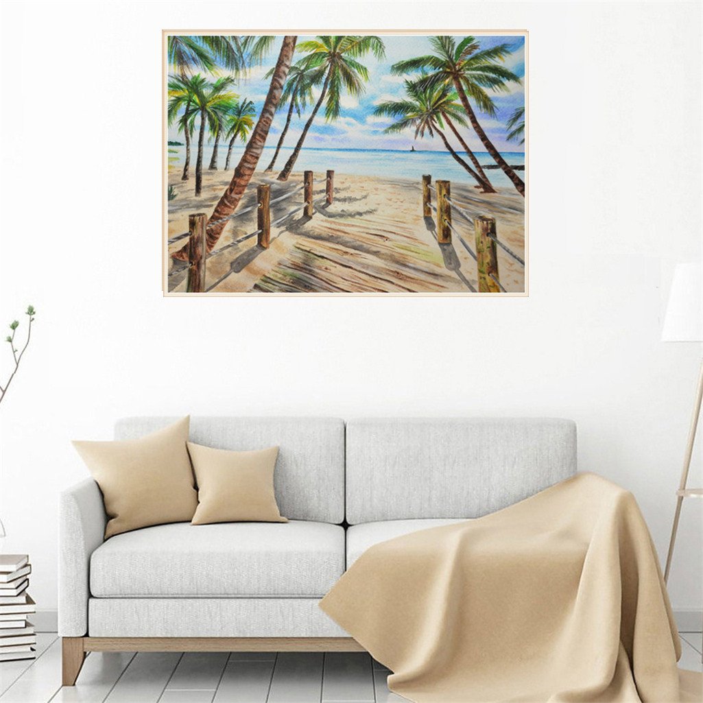 Plage de sable | Kit complet de peinture diamant rond cactus