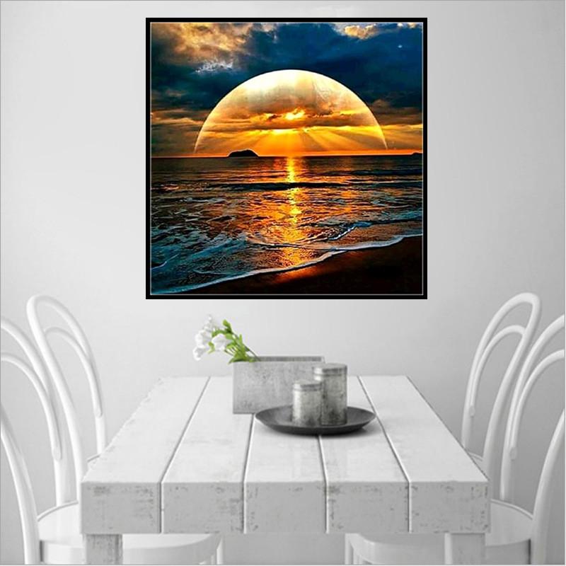 The sea under the sunset | Full Round Diamond Painting Kits