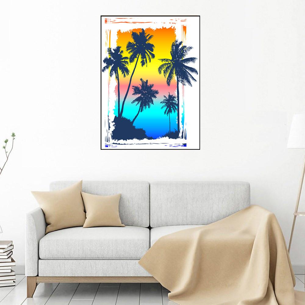 Paysage de plage | Kits complets de peinture au diamant rond 