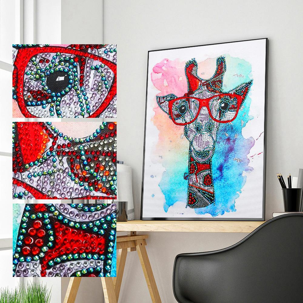 Oeil de girafe | Kits de peinture au diamant de forme spéciale 