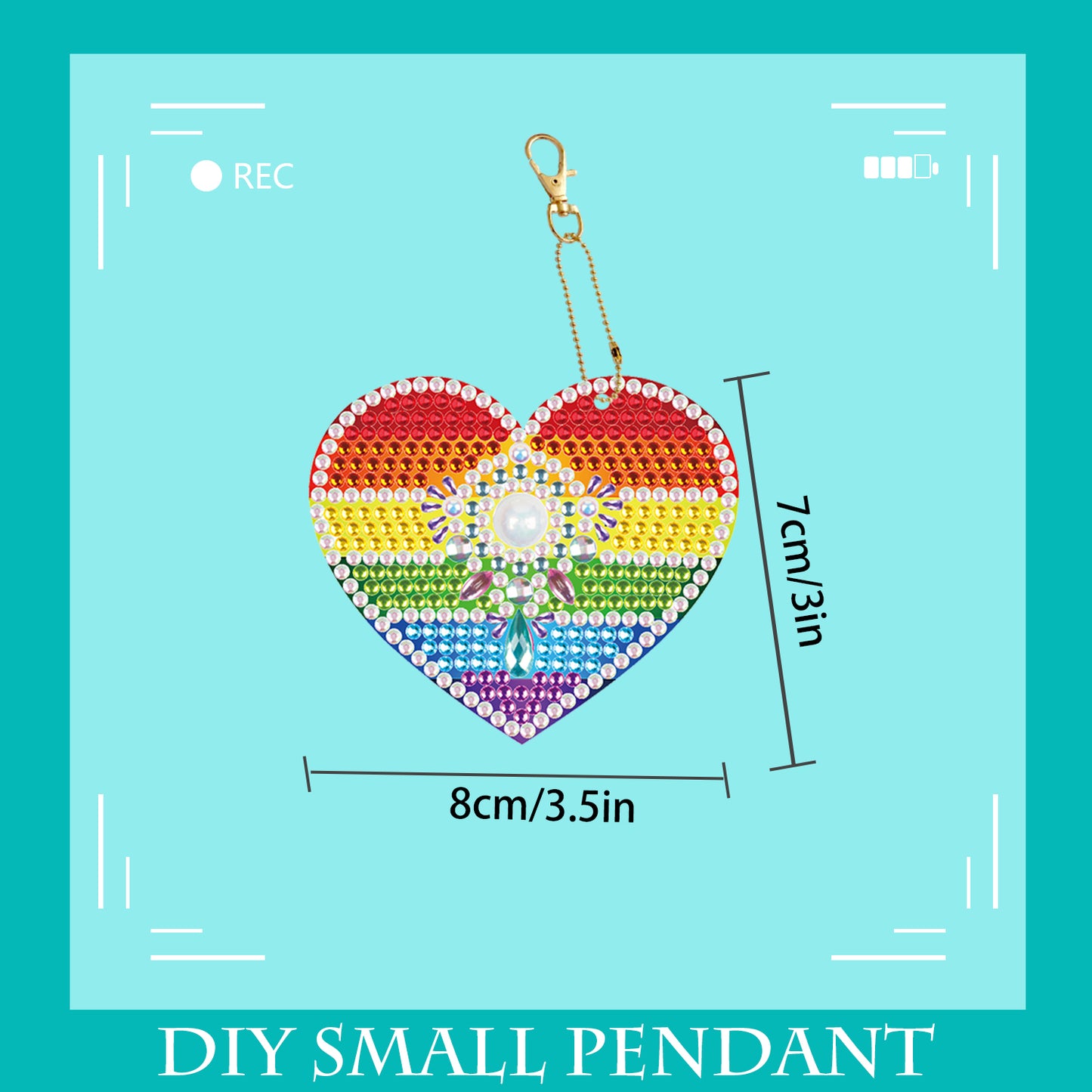 DIY keychain | Heart | Double-sided | Five Piece Set