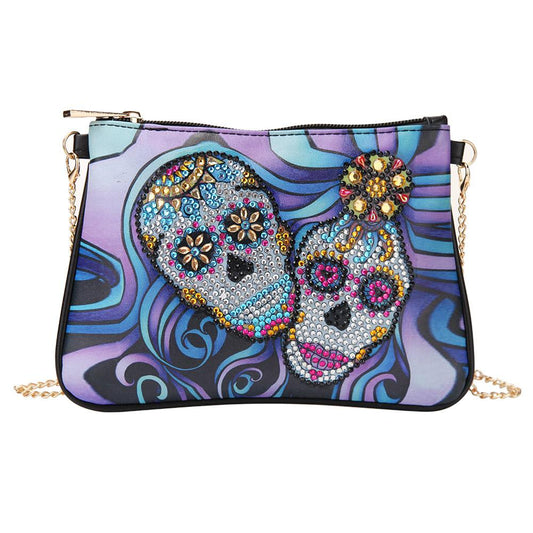 DIY Skull flower shaped diamond painting one-shoulder chain lady bag