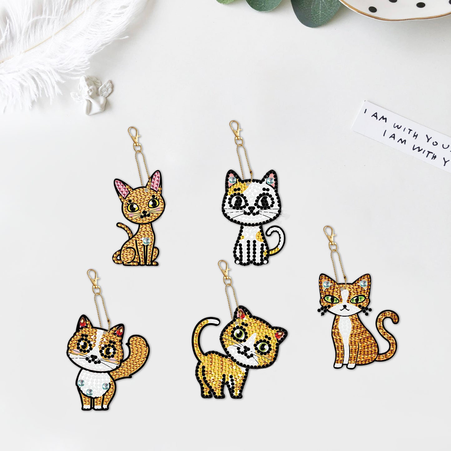 DIY keychain | Cat | Double-sided | Five Piece Set