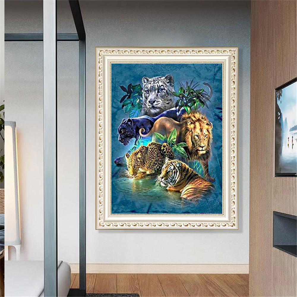 Lion, tiger, leopard  | Full Square Diamond Painting Kits