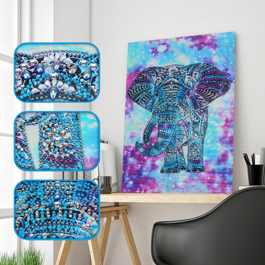 Éléphant | Cristal Strass | Kits complets de peinture au diamant rond 