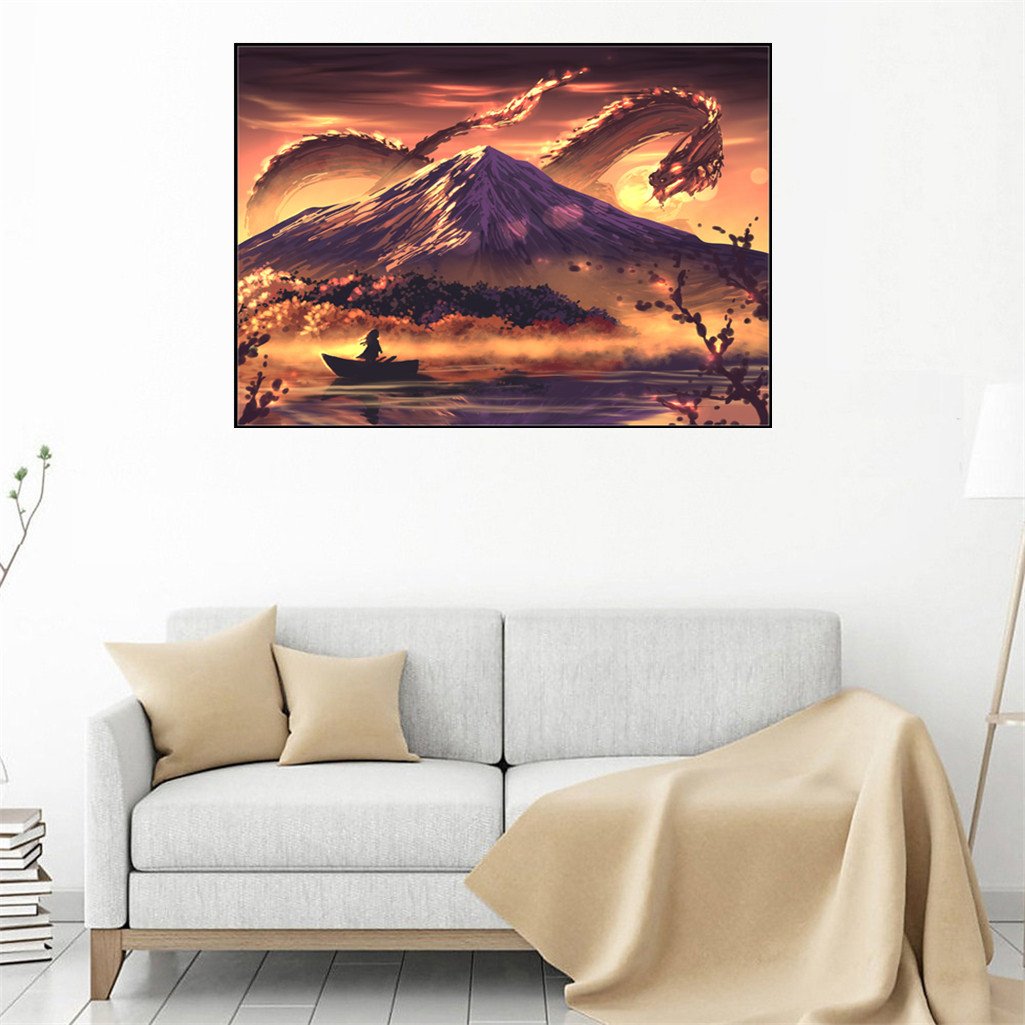 Dragon de montagne | Kits complets de peinture au diamant rond 