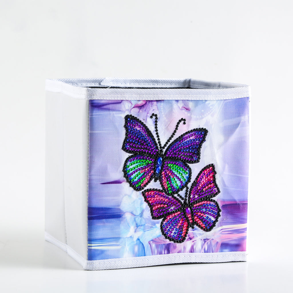 Boîte de rangement pour la maison en tissu papillon avec peinture au diamant en forme de bricolage