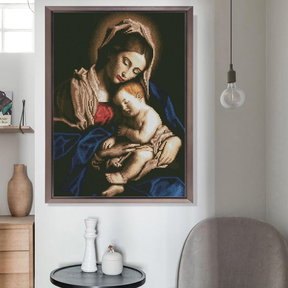 Jungfrau hält Jesus | Full Square Diamond Painting Kits