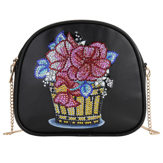 DIY Flower basket shaped diamond painting one-shoulder chain lady bag