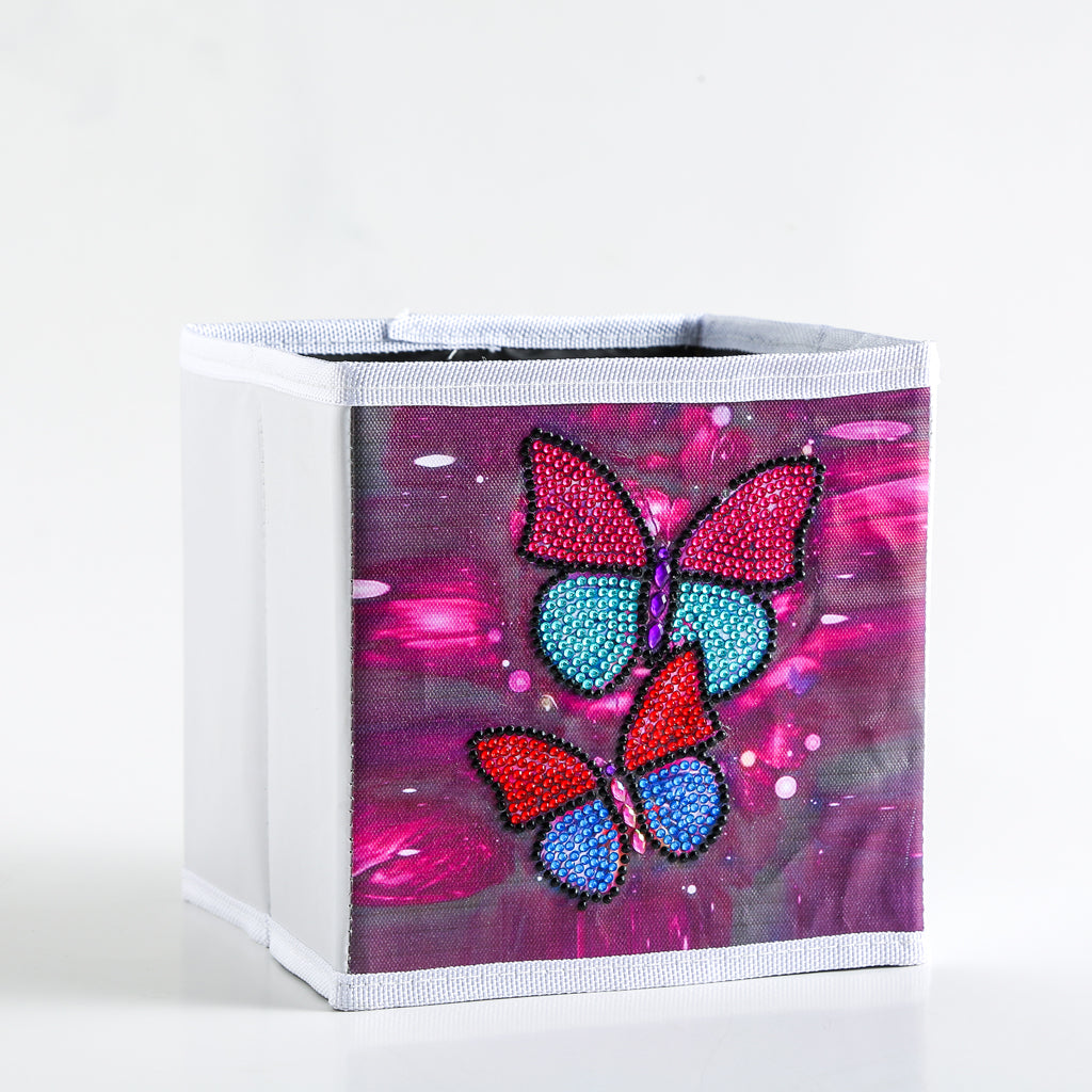 Boîte de rangement pour la maison en tissu papillon avec peinture au diamant en forme de bricolage