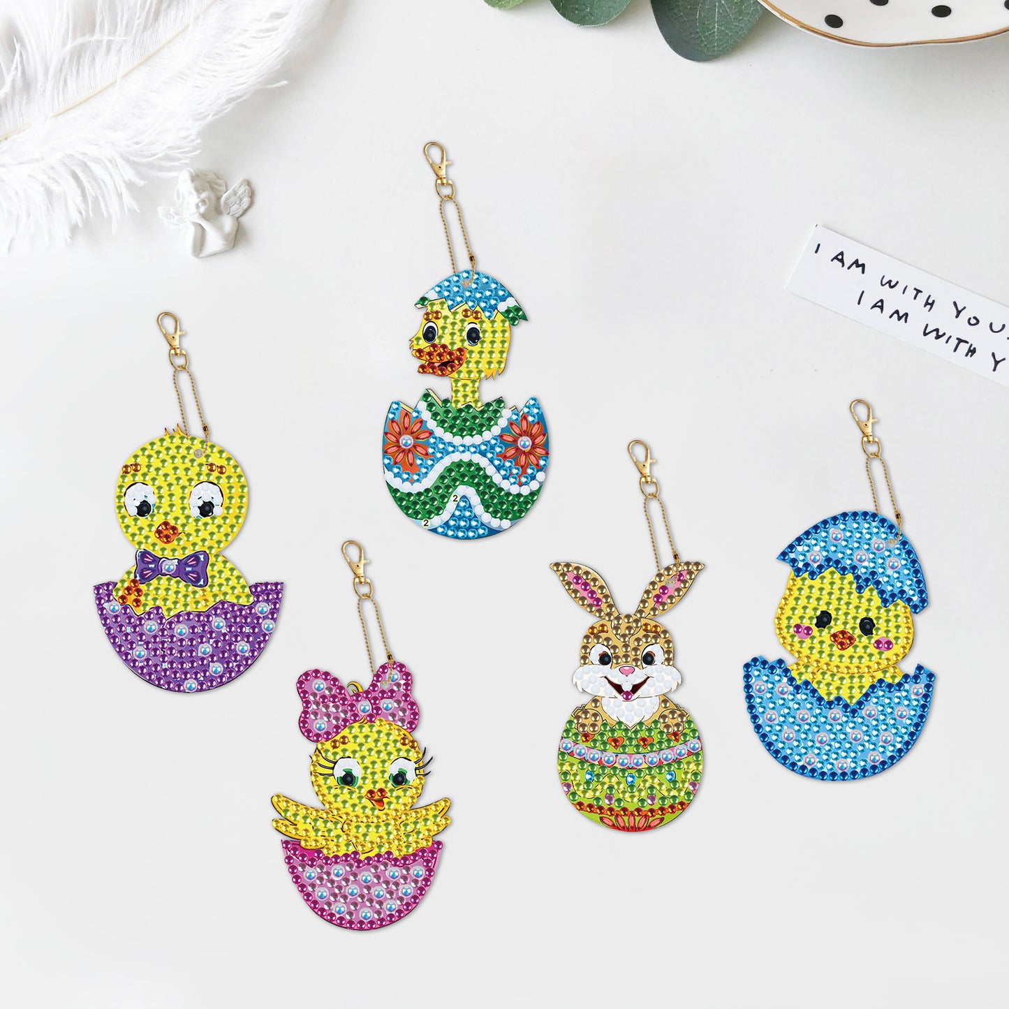 DIY keychain | Easter duck | Double-sided | Five Piece Set