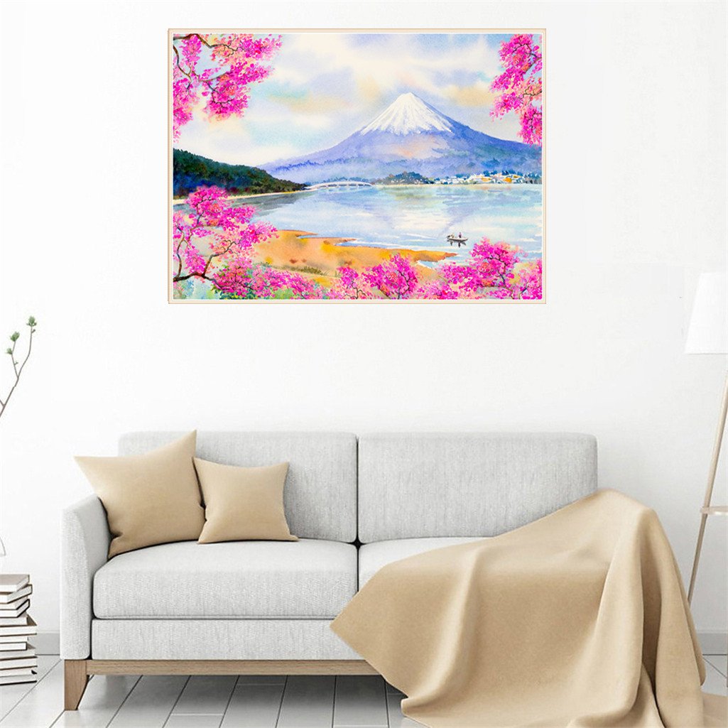 Paysage du Mont Fuji | Kits complets de peinture au diamant rond