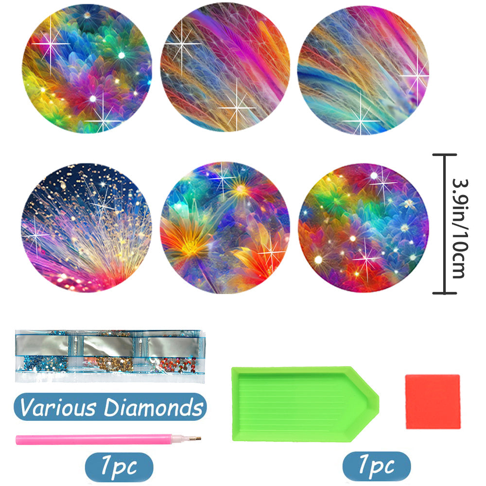 6 pcs set DIY Special Shaped Diamond Painting Coaster  | fireworks （no holder）