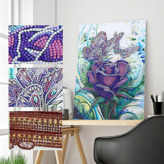 Flowers and Butterflies | Special Shaped Diamond Painting Kits