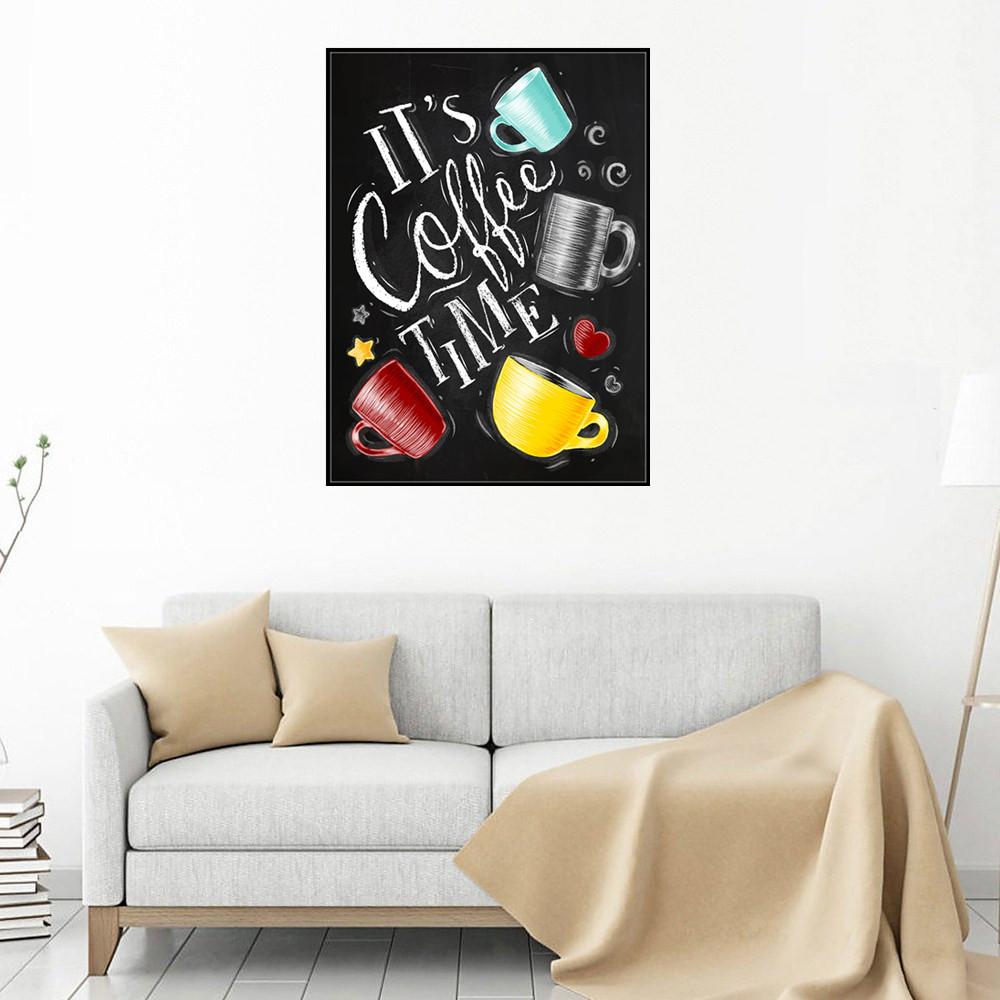 C'est l'heure du café | Kits complets de peinture au diamant rond 