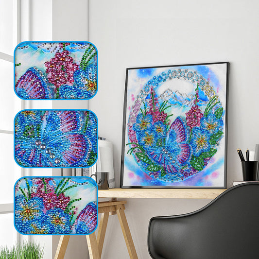 Fleurs Papillon | Cristal Strass | Kits complets de peinture au diamant rond