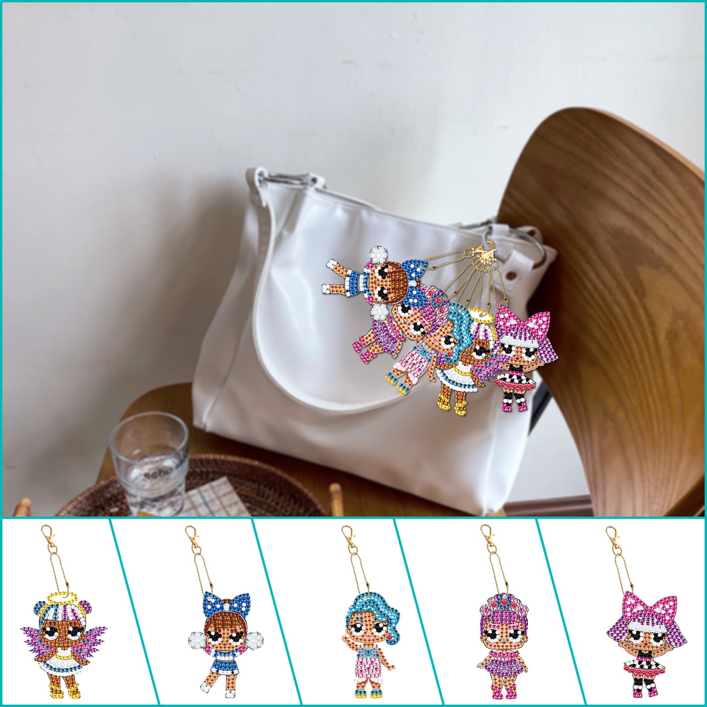 DIY keychain | Girl | Double-sided | Five Piece Set