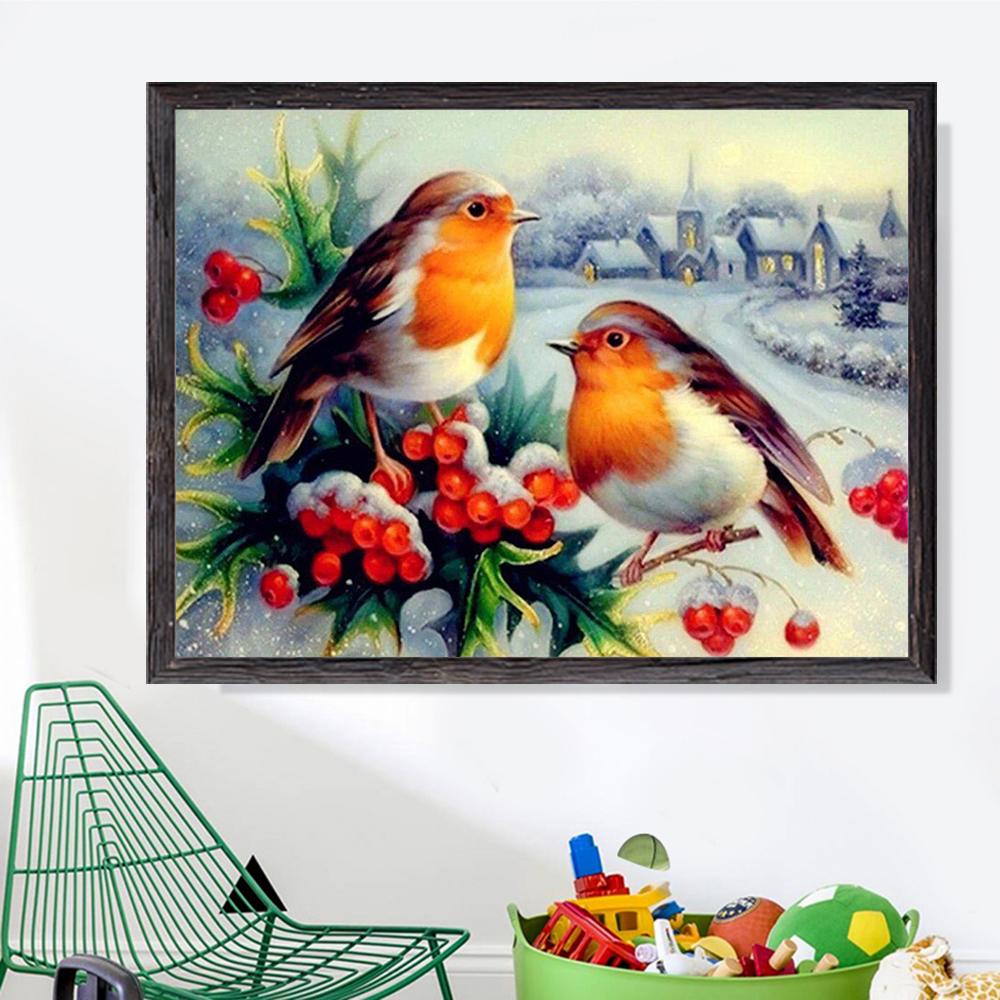 Robin and Snow  | Full Square Diamond Painting Kits