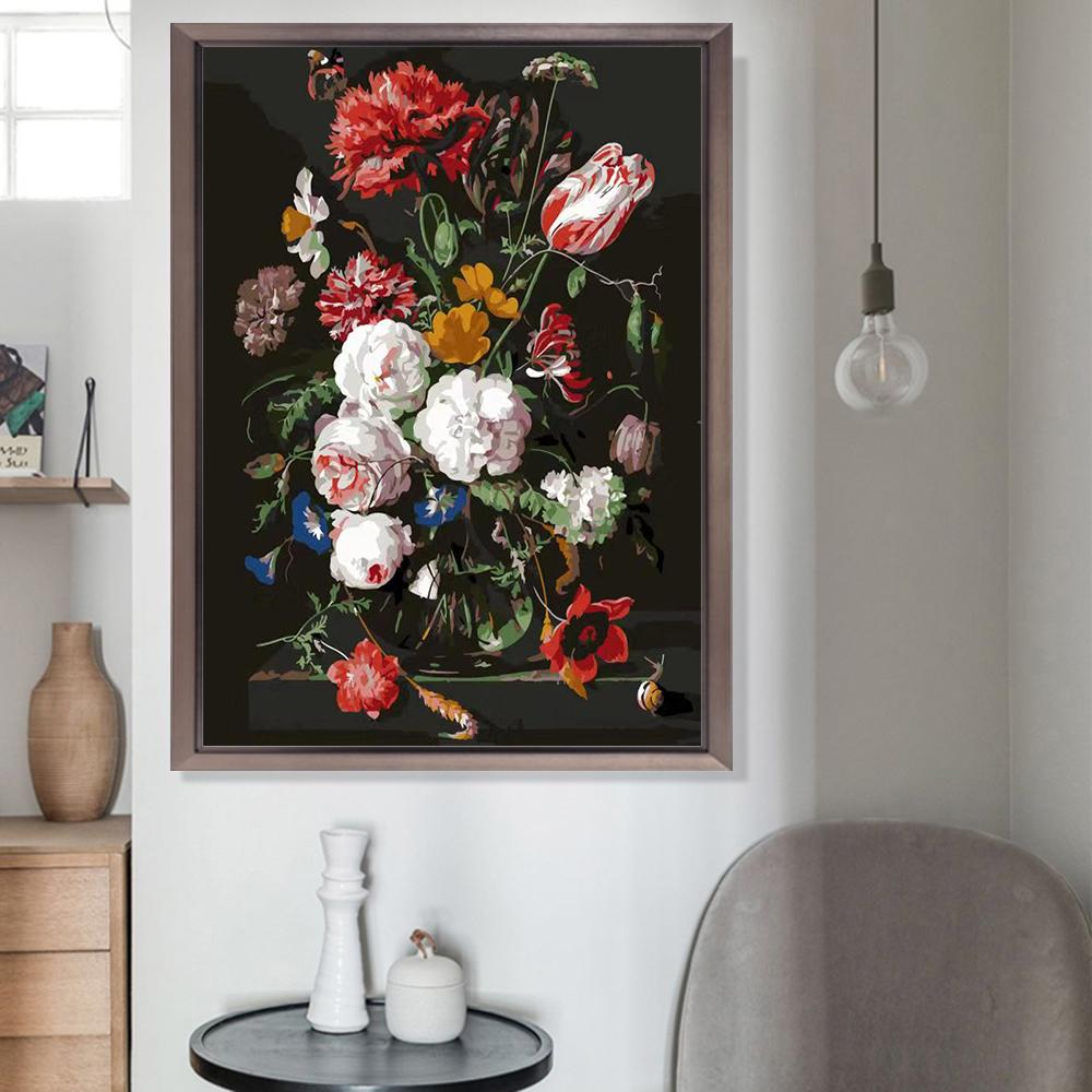 Fleurs | Kits de peinture au diamant carré complet 