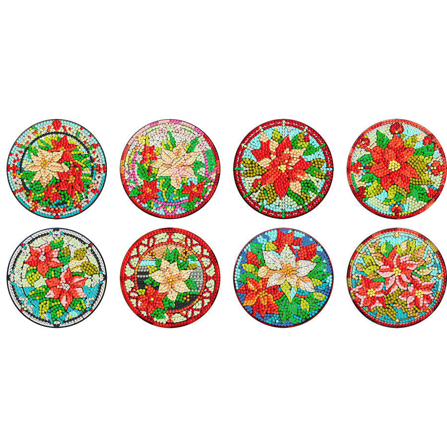 8 pcs set DIY Special Shaped Diamond Painting Coaster  | flower （no holder）