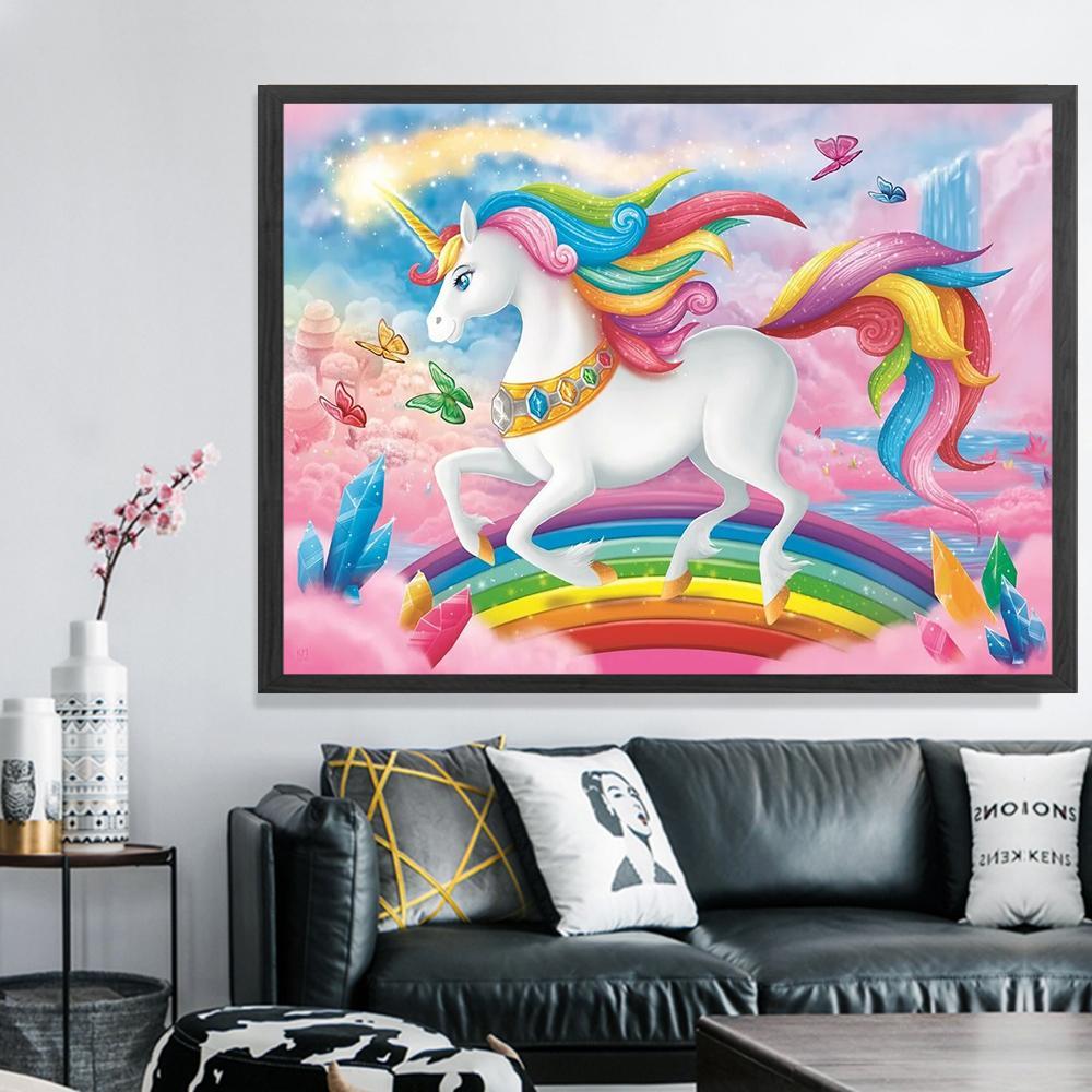 Licorne colorée | Kits complets de peinture au diamant rond